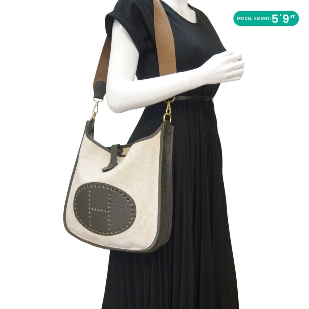 Hermes Evelyne PM Canvas Shoulder Bag Bicolor - Picture 4 of 12